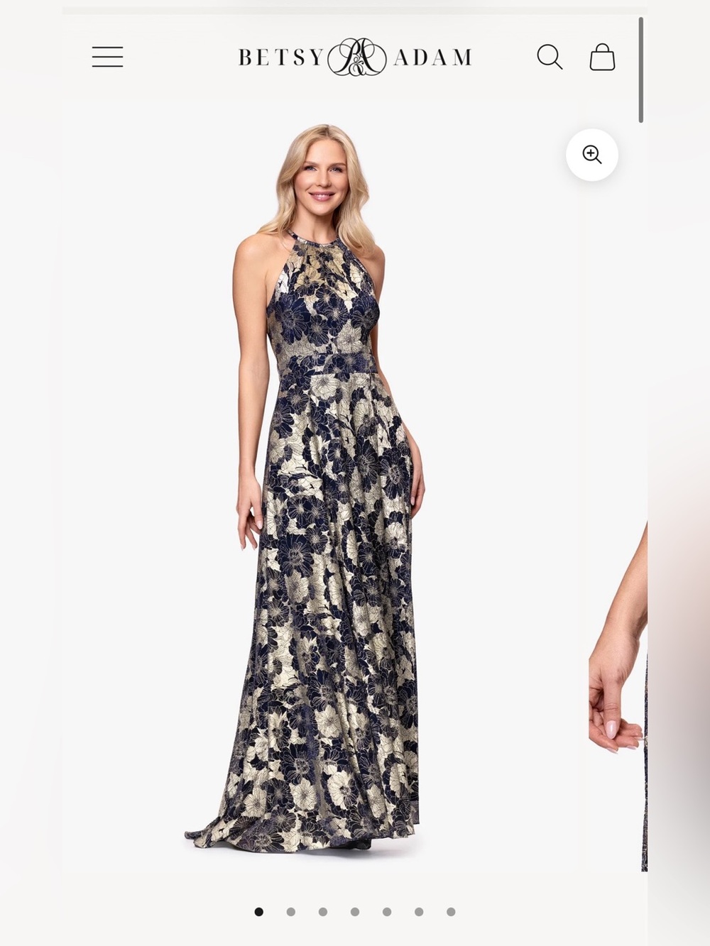 Betsy & Adam Navy/Silver Maxi Dress — Perfect for Mothers of the Bride & Groom